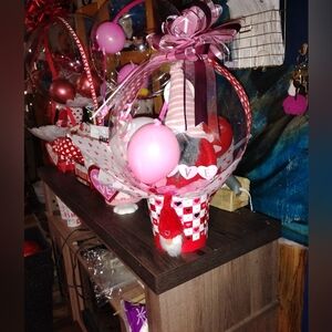 Valentine's Day Gift Basket with Gnome and Balloon